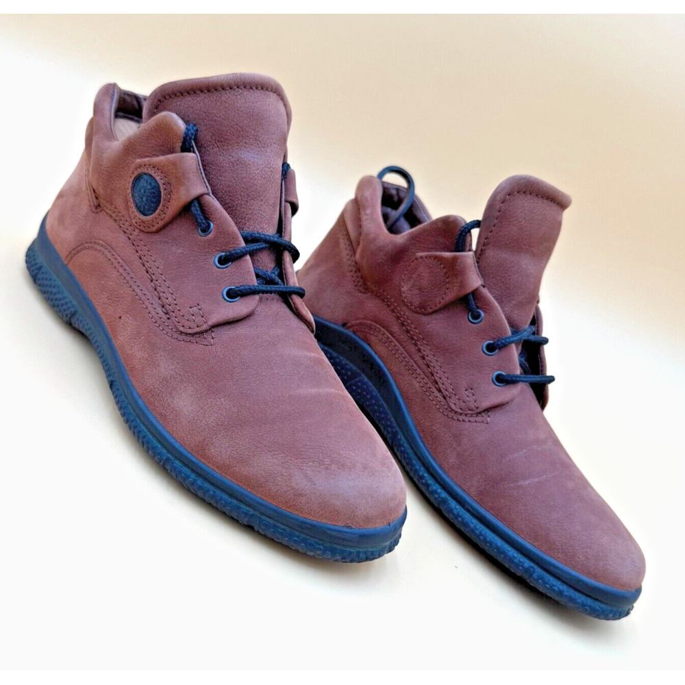 Ecco Soft Booties Women 6-6.5US 37D Arch Support Leather Brown Hike Walk No-Slip